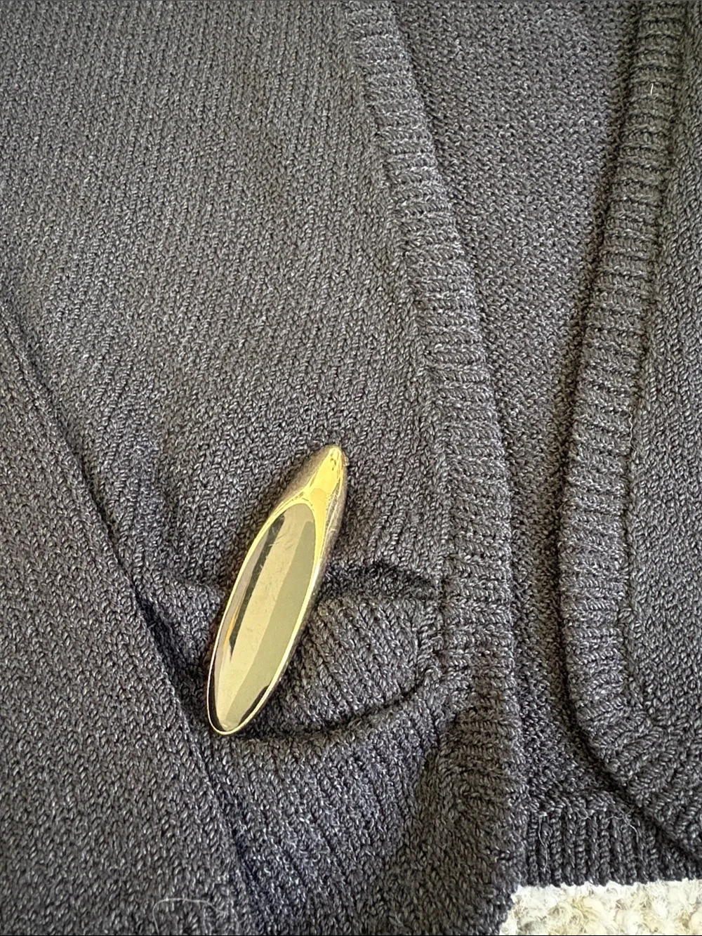 St. John Black Open Knit Cardigan with Decorative Clasp